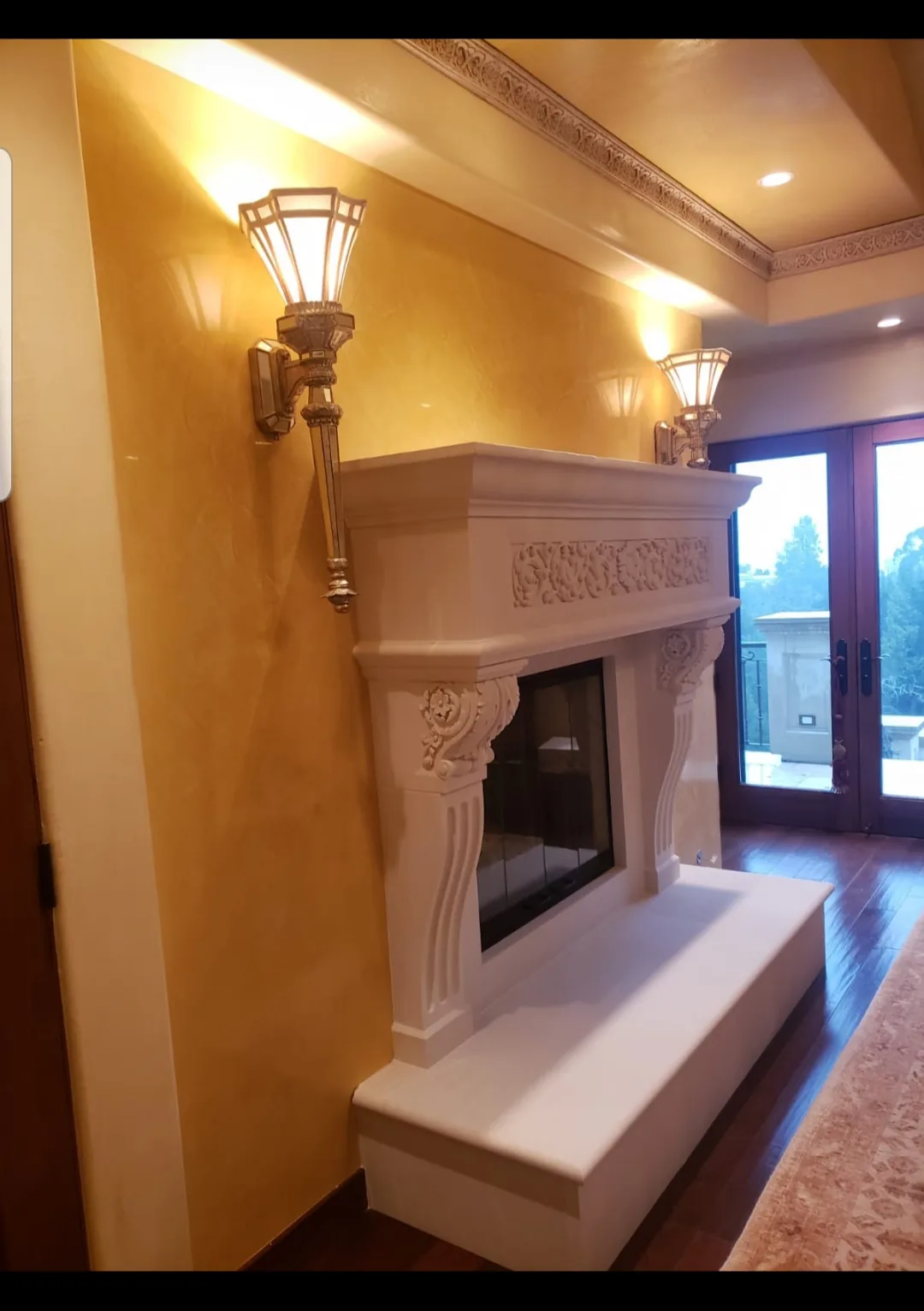 Custom polished plaster wall finish in a residential interior