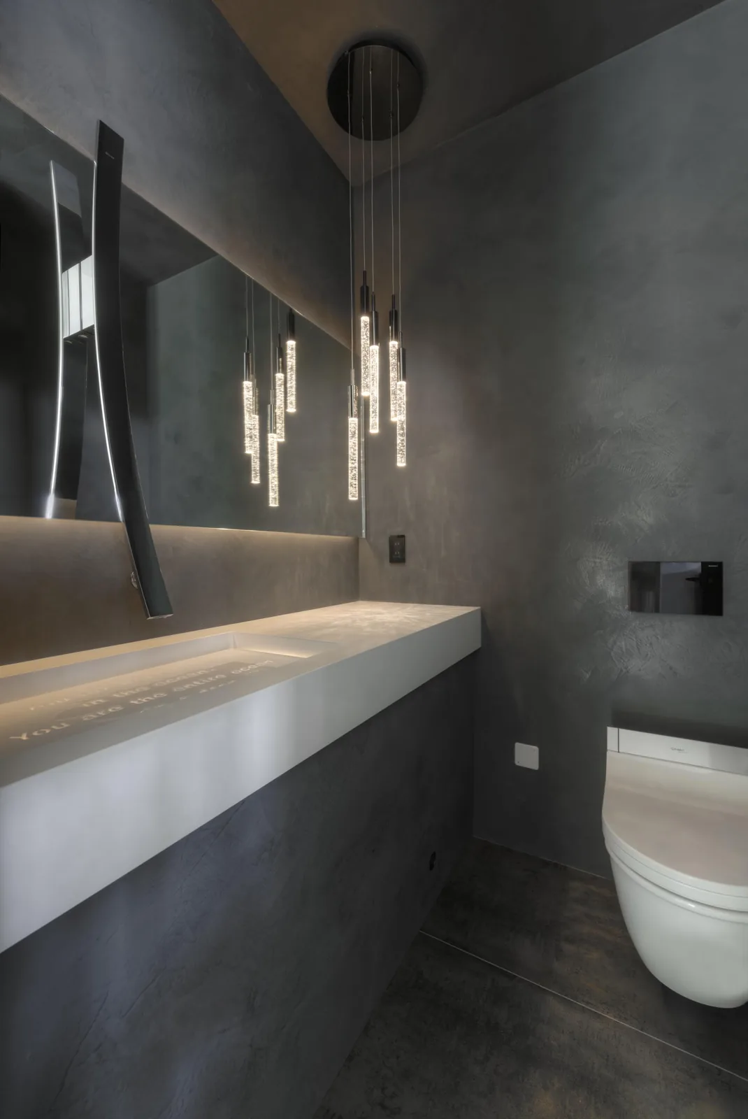 Decorative plaster bathroom wall finish