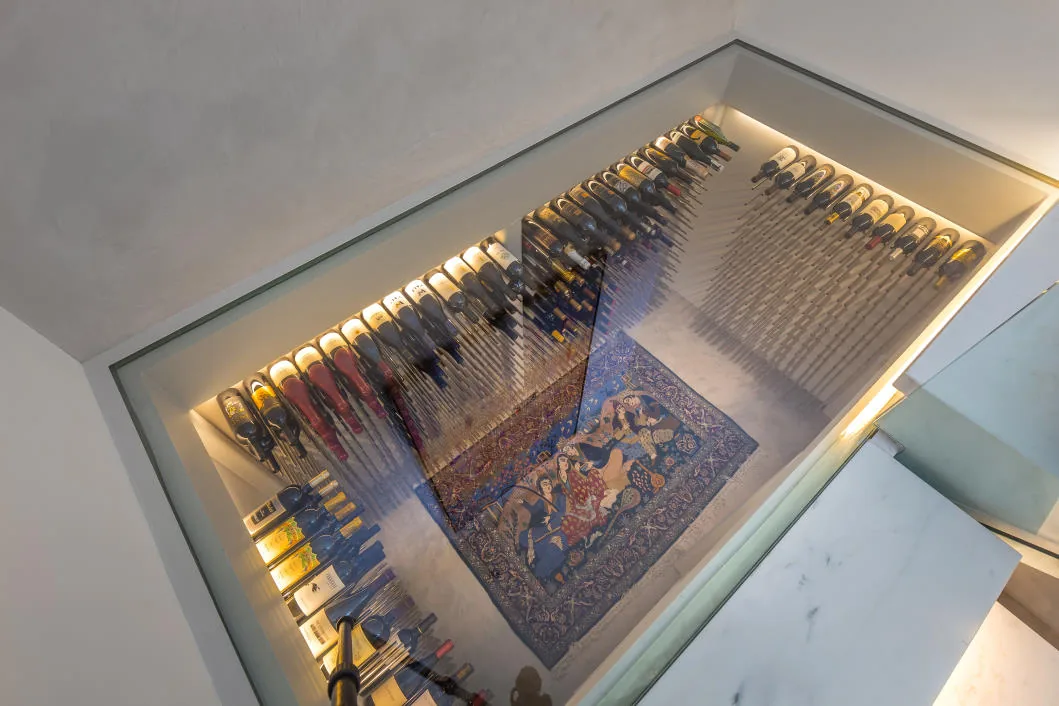 Polished decorative plaster finish in a designed interior space